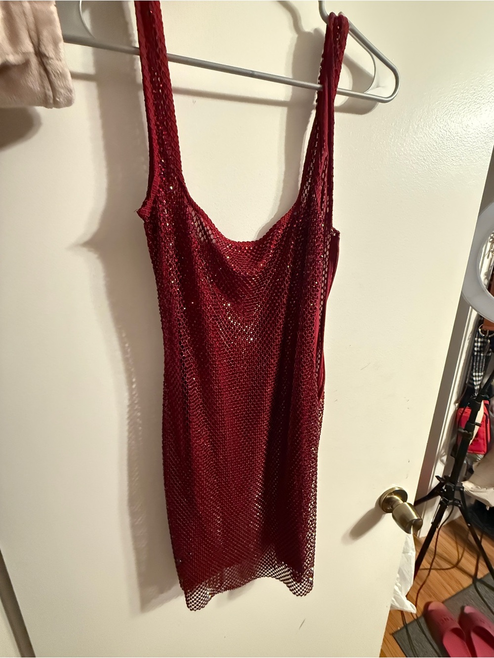 Red Mesh Mini Dress - Sleeveless Party Dress